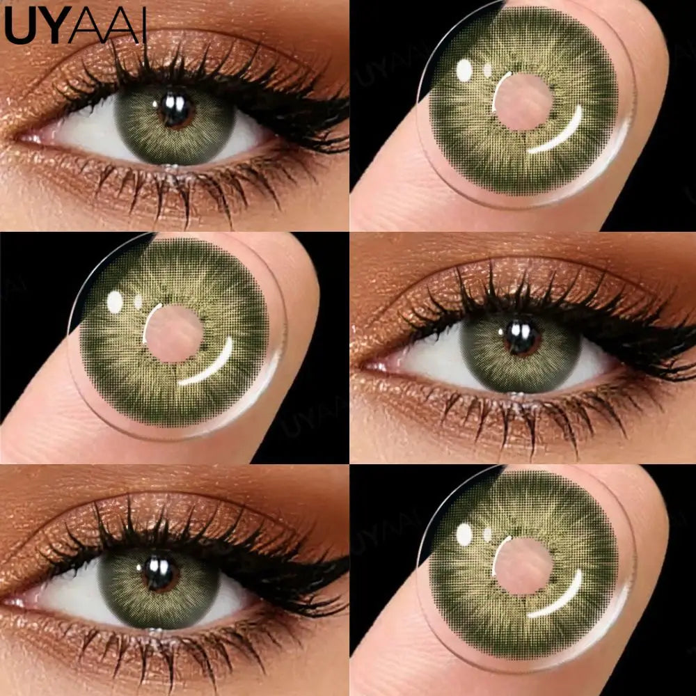 Lentilles de Contact Colorées UYAAI – 15 Teintes de Vert, Sans Correction, Port Annuel
