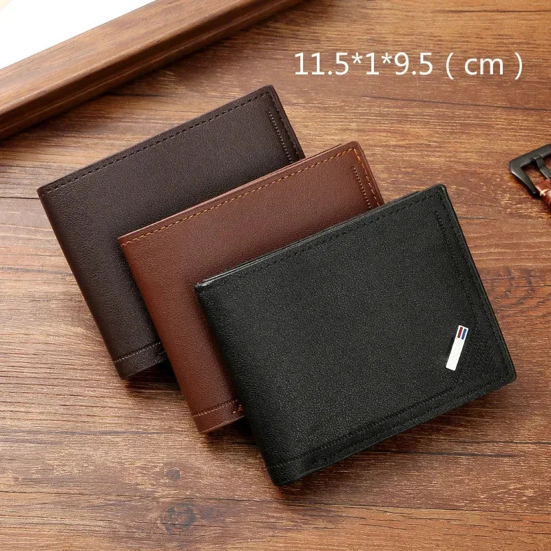 Portefeuille Homme Fin Cuir PU | Format Court, Minimaliste, Porte-Cartes & Billets, 3 Coloris – CLEVI Paris