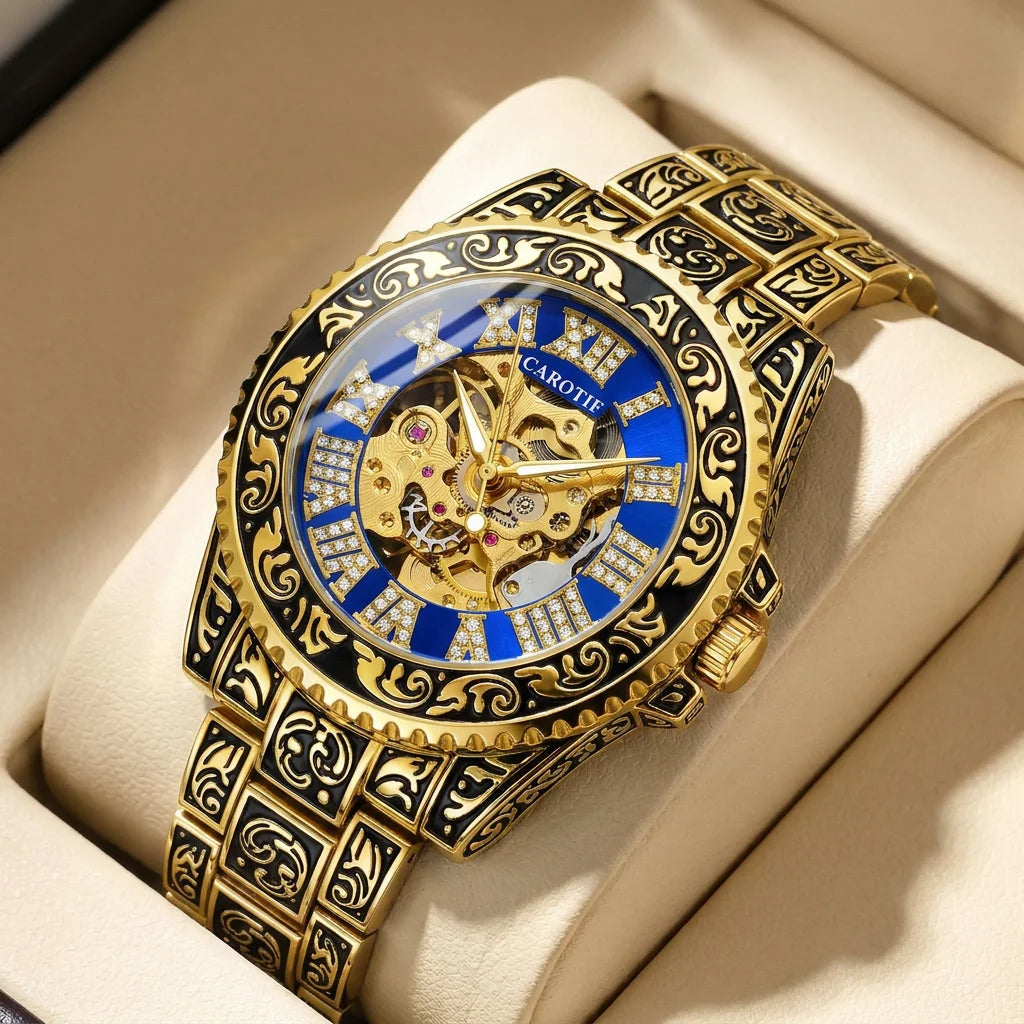 Montre Automatique Homme Tourbillon Vintage Chiffres Romains Silicone 40mm – CLEVI Paris