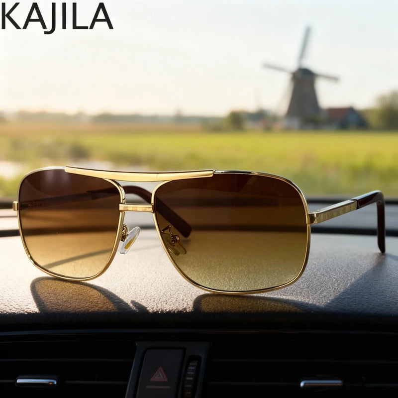 Lunettes de Soleil Carrées Vintage Retro UV400 Dégradé Monture Alliage Homme – CLEVI Paris