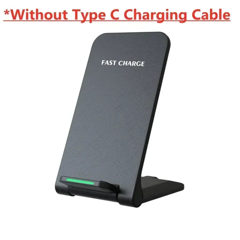 Chargeur Sans Fil Rapide 15W USB-C | Support Vertical & Horizontal, Compatible Qi, 2 Coloris – CLEVI Paris