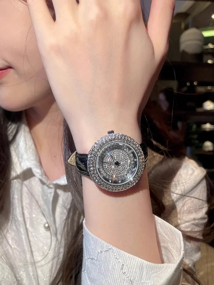 Montre Femme Home Idea – Quartz, Diamants, Bracelet Cuir Véritable, Boîtier Acier 39 mm, Étanche 3 ATM – CLEVI Paris