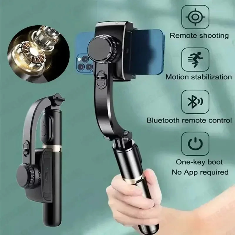 Gimbal Stabilisateur Smartphone 1 Axe Bluetooth Pliable | Perche Selfie Trépied Live