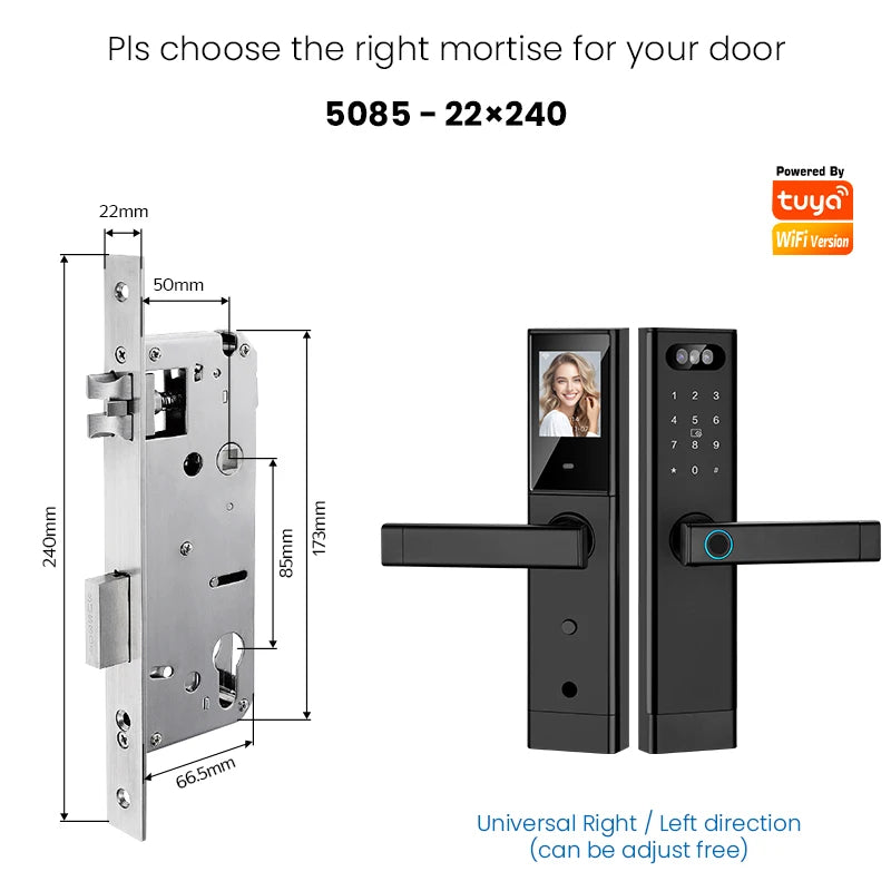 Serrure Connectée Catchface – Reconnaissance Faciale, Caméra, Écran, Tuya WiFi, 7 Modes