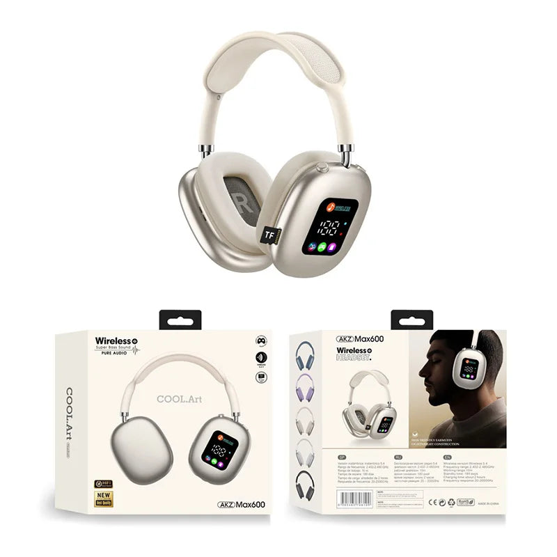 Casque Bluetooth BMAD MAX600 ANC Écran Tactile LCD 40mm BT 5.3 TF AUX Micro IA – CLEVI Paris