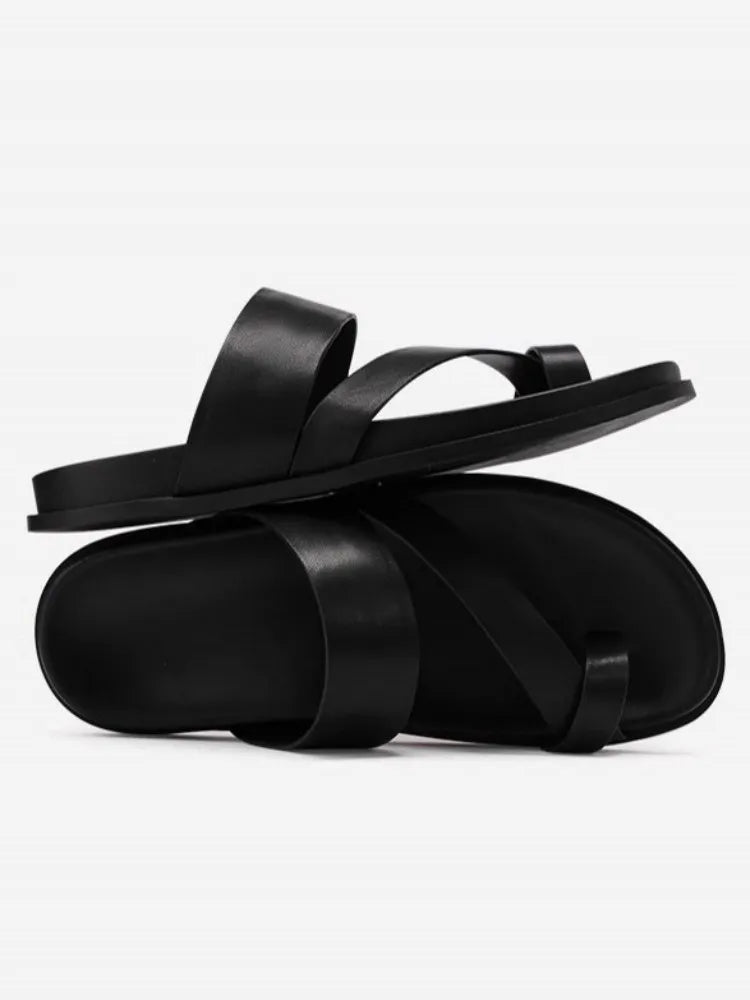 Claquettes Homme Cuir de Vache Véritable Bout Pincé Plage & Leisure – CLEVI Paris