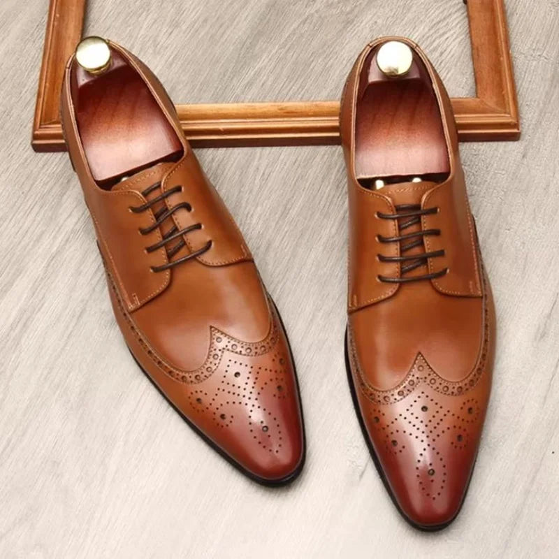 Brogue Homme Cuir Vachette Style Britannique Bout Pointu – CLEVI Paris
