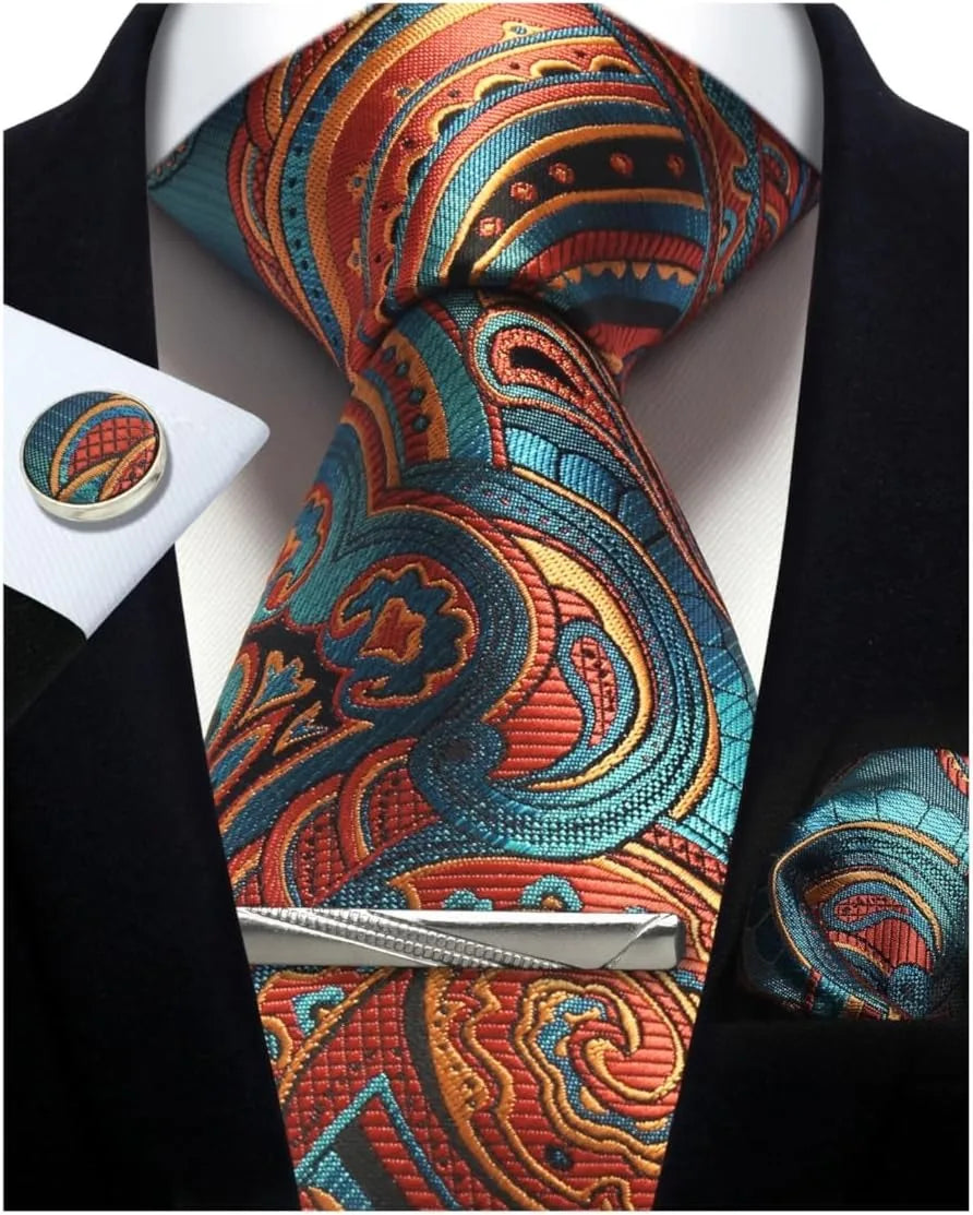 Ensemble cravate homme 4 pièces paisley – CLEVI Paris