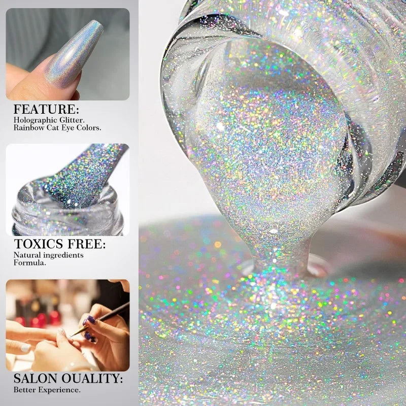 Vernis à Ongles Holographique Glitter Arc-en-Ciel – Séchage Rapide 8 Teintes – CLEVI Paris
