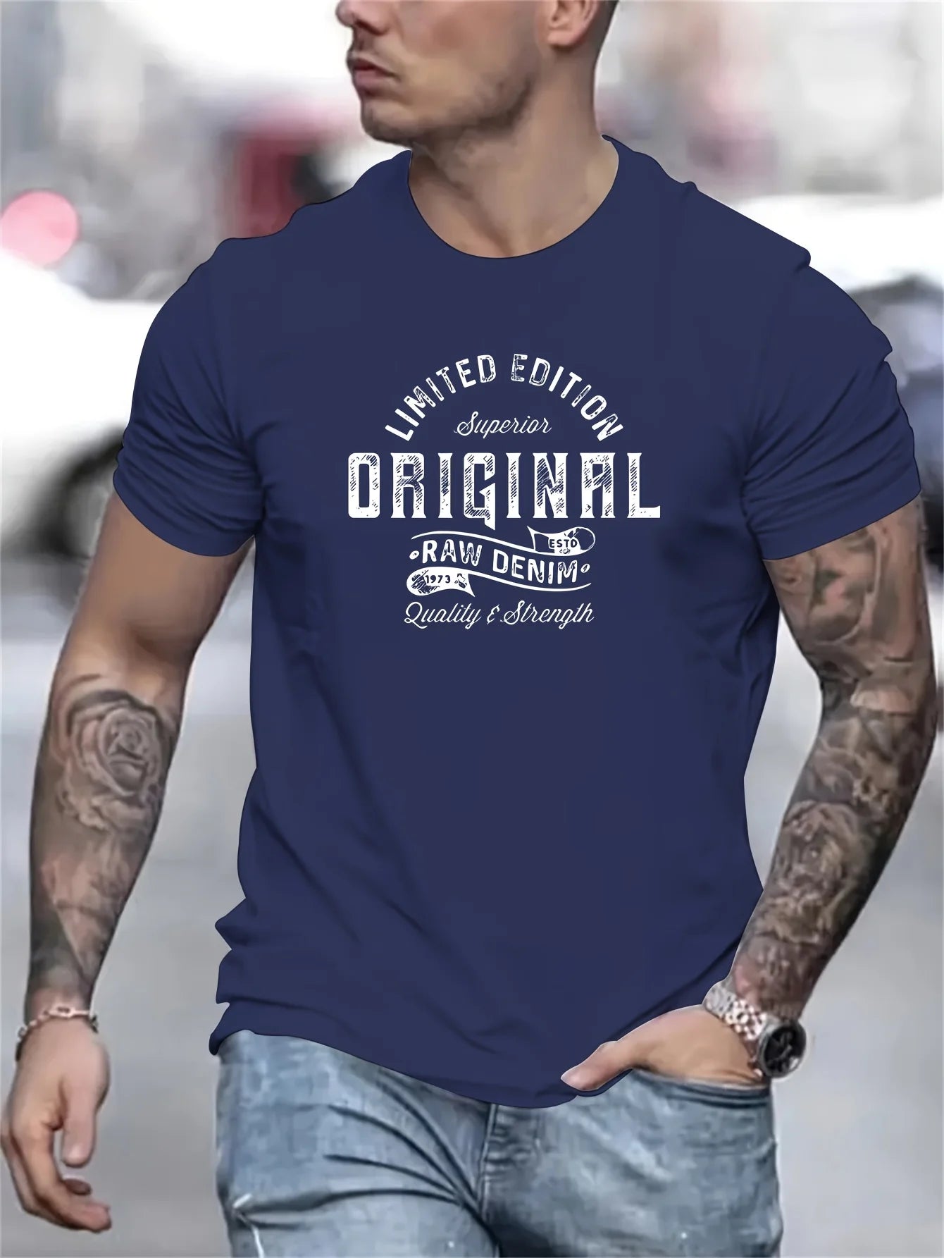 T-Shirt Homme 100% Coton Loose Col Rond Imprimé Lettres Style Américain 18 Coloris – CLEVI Paris
