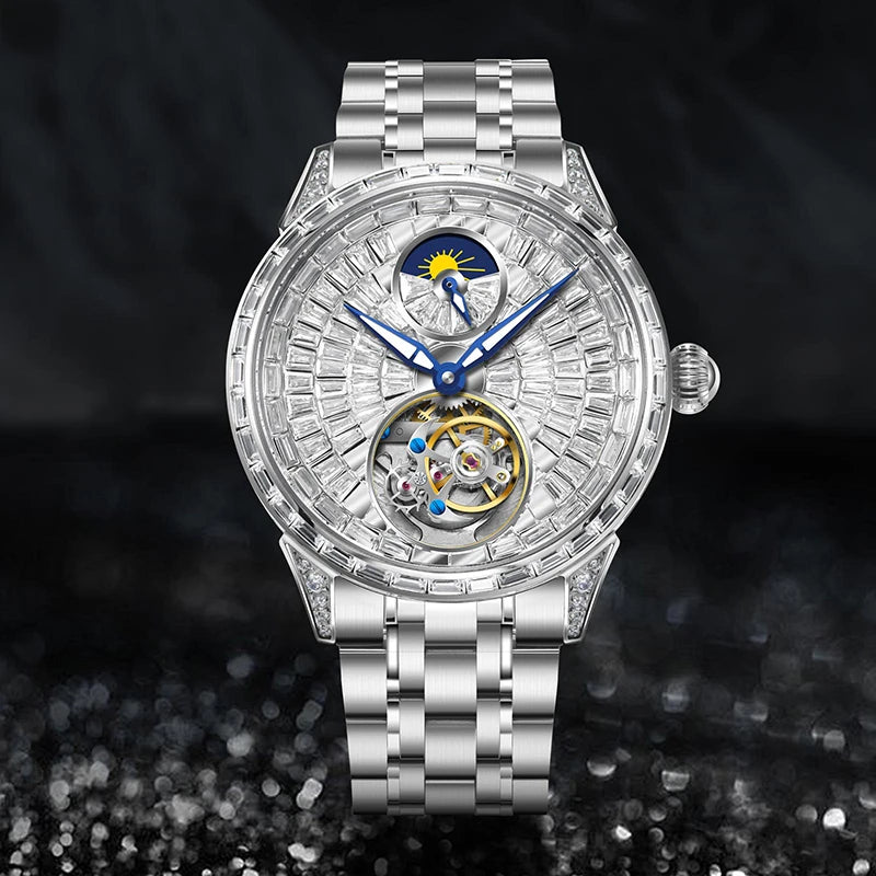 Montre Homme PINDU 6637 – Tourbillon Automatique Squelette, Verre Saphir, Acier Inoxydable, Étanche 3 ATM – CLEVI Paris