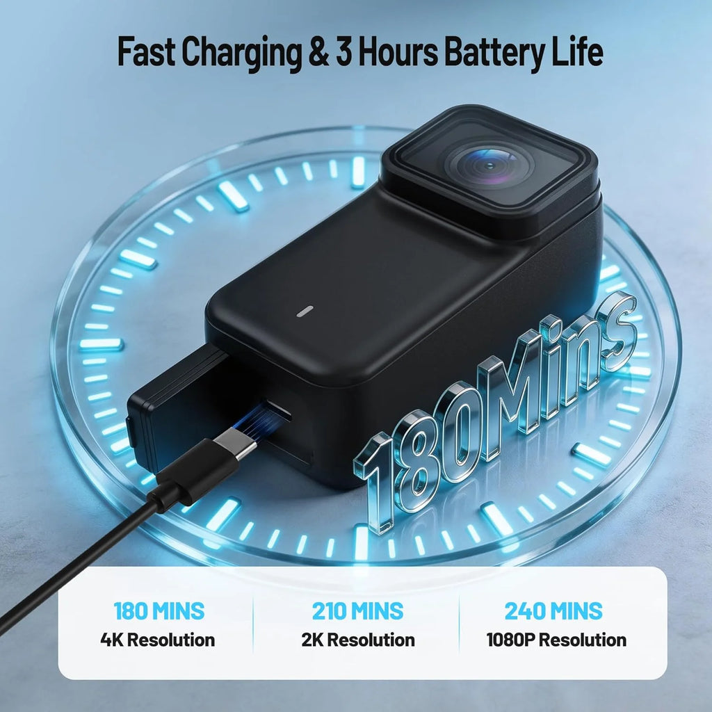 Mini Caméra 4K WiFi Svnouh M21 – Pouce Magnétique IPX7 30m, Autonomie 180min, Écran 1,47", App Viidure, Noir ou Blanc
