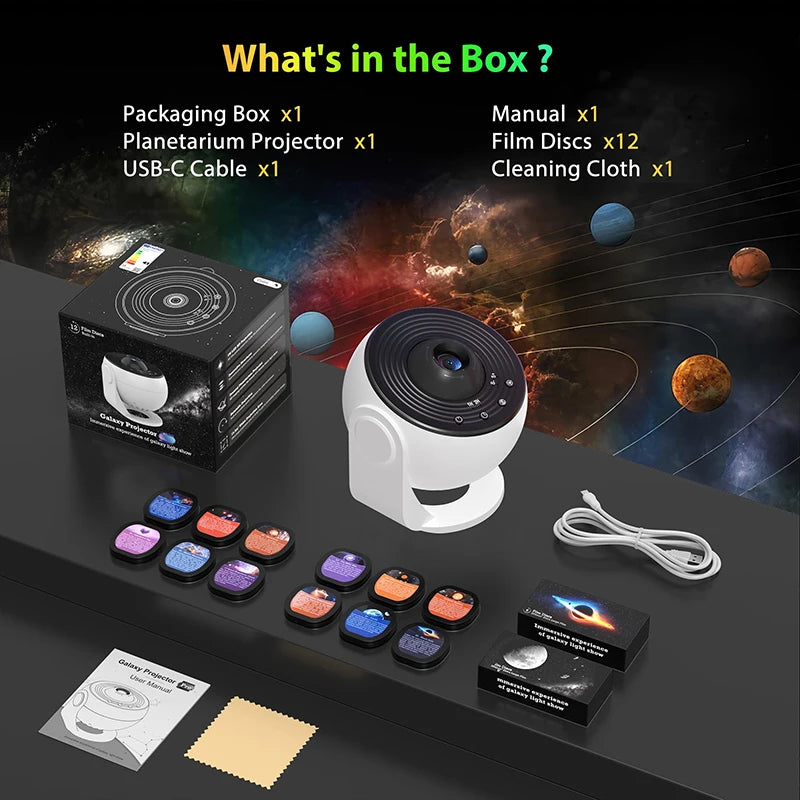 Projecteur Galaxie PRO 360° – 13 Disques HD, Timer, Déco Chambre & Planétarium