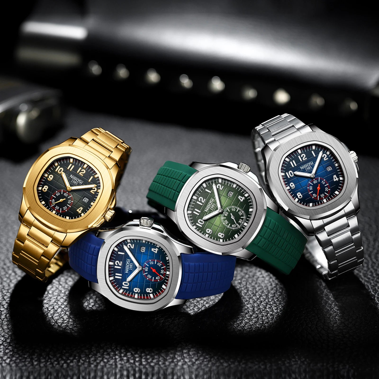 Montre NIBOSI 2653 Aquanaut – Quartz Sport, Date Automatique, Couronne Visée, Aiguilles Lumineuses, Anti-Magnétique, Étanche 3 ATM – CLEVI Paris
