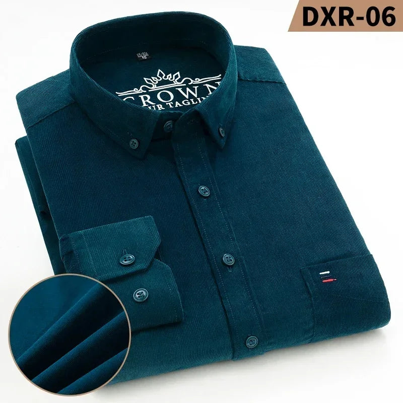 Chemise Corduroy Homme Grande Taille 100% Coton Manches Longues – S à 7XL – CLEVI Paris