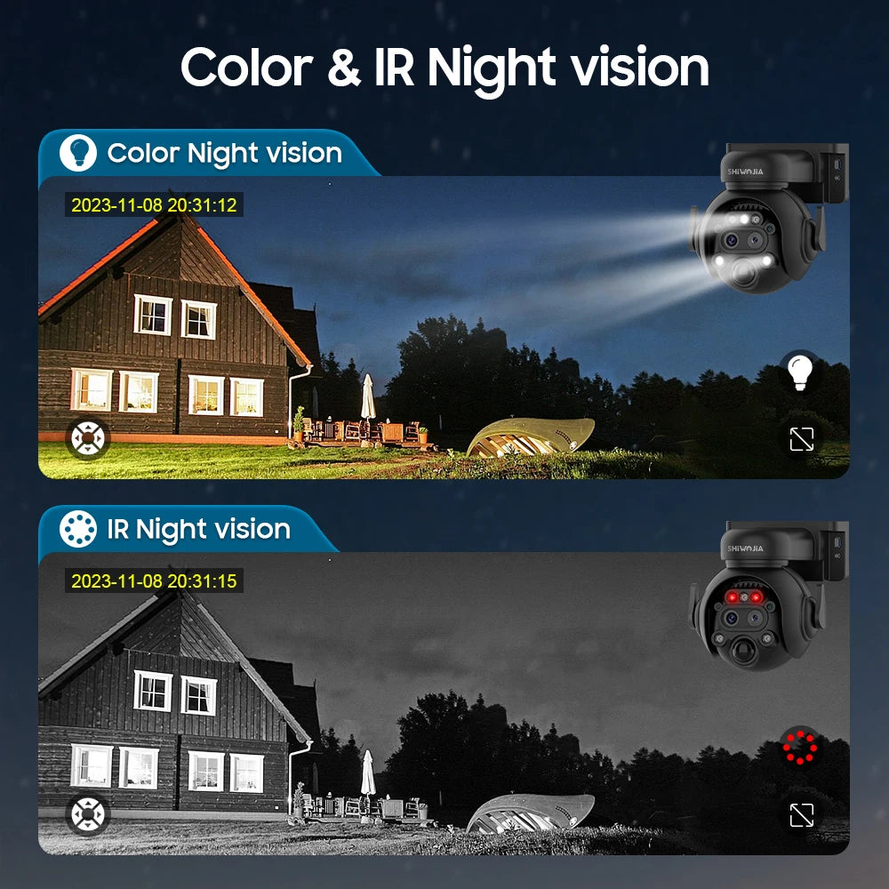 Caméra Solaire Extérieure 8MP 4K Double Objectif Zoom 12x 4G Wi-Fi PIR IP65 – CLEVI Paris
