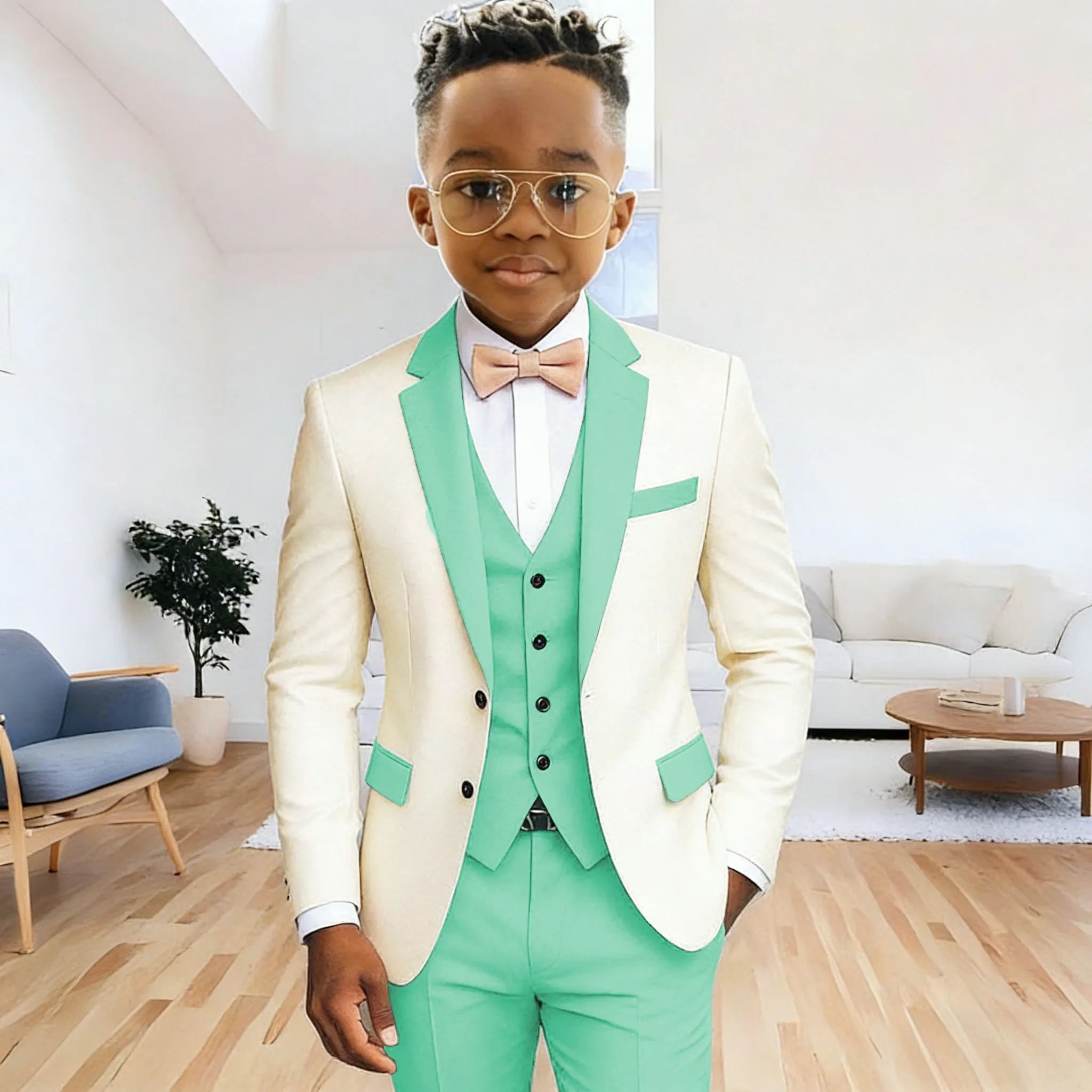 Costume 3 Pièces Garçon | Veste + Gilet + Pantalon | Mariage Cérémonie 2-16 Ans
