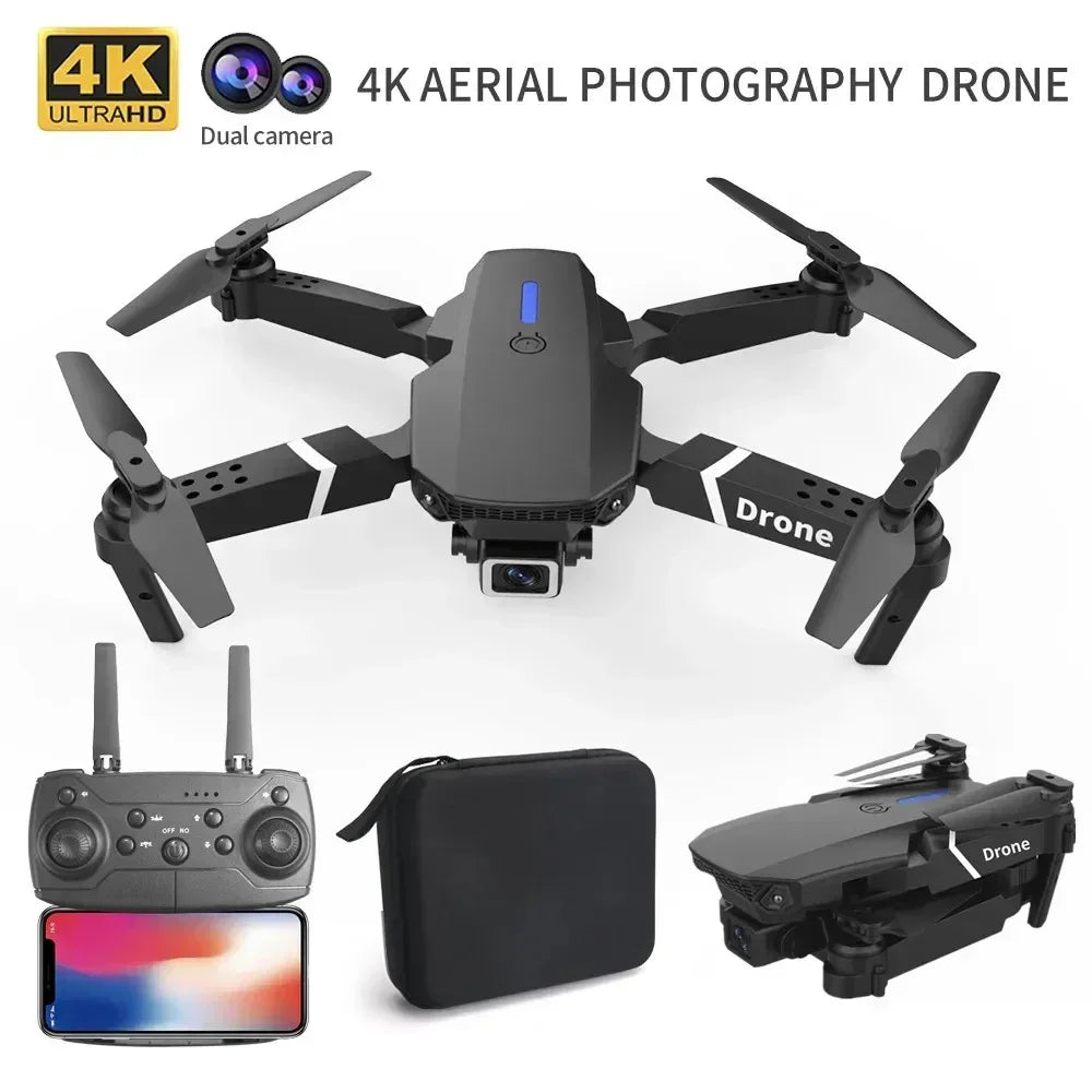 Drone Pliable E88 Caméra 4K WiFi FPV – Double Caméra, Vol Autonome, Mode Sans Tête