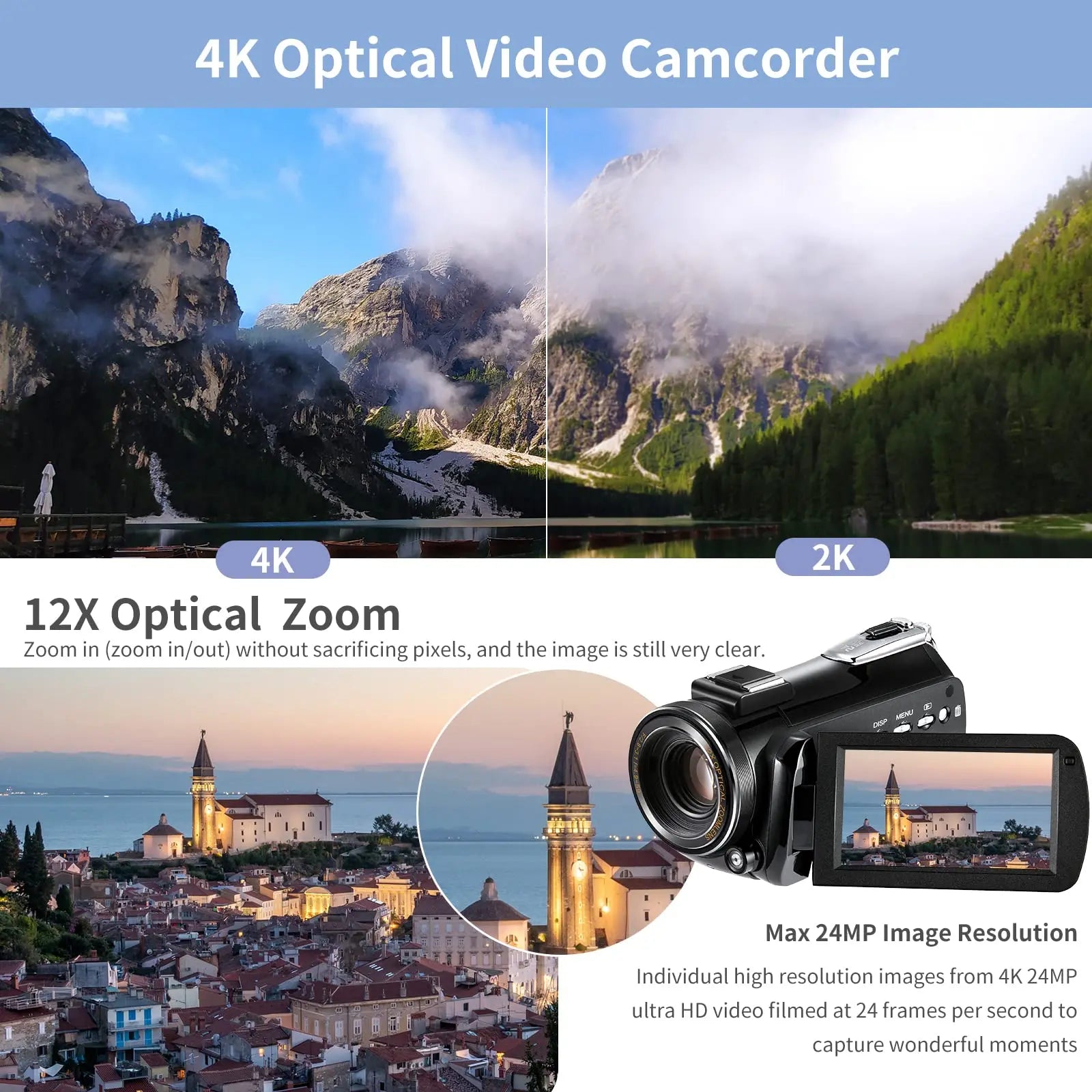 Caméscope Ordro AC5 PLUS 4K Sony CMOS Zoom 12x WiFi Écran 3,1" Micro LED Kit Complet – CLEVI Paris