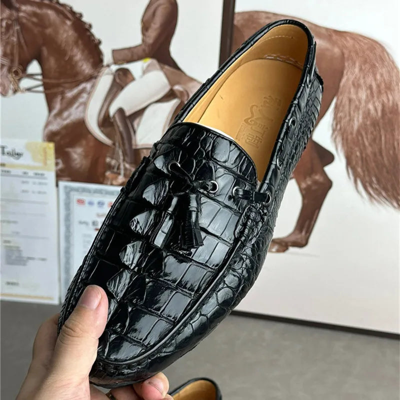 Mocassins homme noirs à pompons en cuir – CLEVI Paris