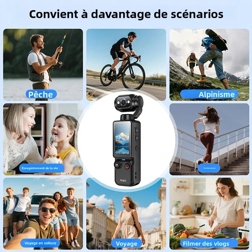 Caméra Action Corporelle W&O Q7 – 2,5K UHD Objectif 180° Batterie 7h Carte 32Go Incluse 1 Bouton Vlog – CLEVI Paris
