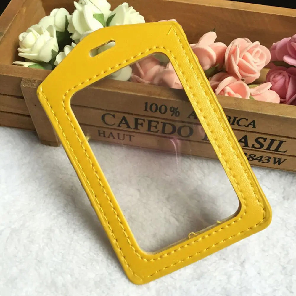 Porte-Carte Badge PU Transparent | Bordure Colorée, Trou Lanière, Style Business, 7 Coloris – CLEVI Paris