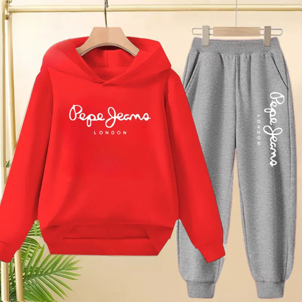 Ensemble Sweat à Capuche + Pantalon Enfant 3-13 Ans – Imprimé Lettres, Unisexe, Toutes Saisons – CLEVI Paris