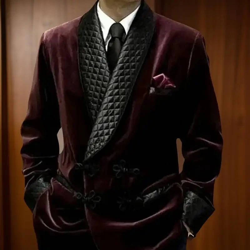Blazer Long Velours Homme Rouge – CLEVI Paris