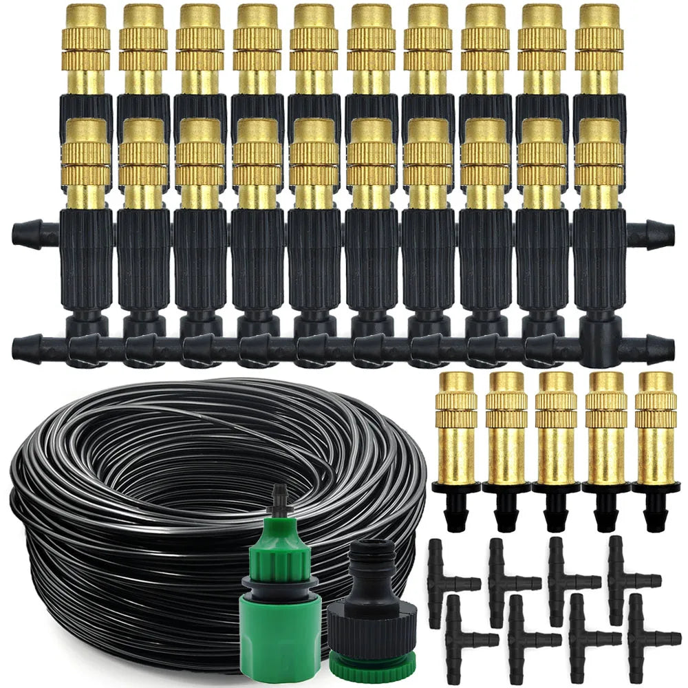 Système de Brumisation Extérieur – Tuyau 4/7mm, Buses Laiton, 15 à 30m