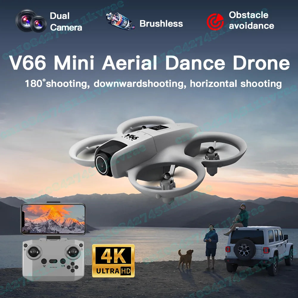 Mini Drone JJRC V66 4K WiFi FPV – Grand Angle 180°, Évitement d'Obstacles, Zoom 50x & Positionnement Optique – CLEVI Paris