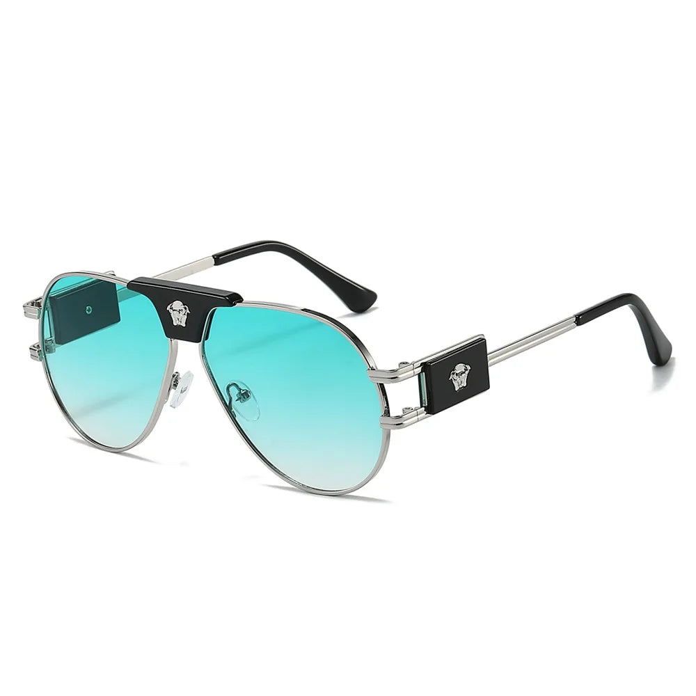 Lunettes de Soleil Aviateur Classique UV400 Monture Alliage Décor Tête de Taureau Femme – CLEVI Paris