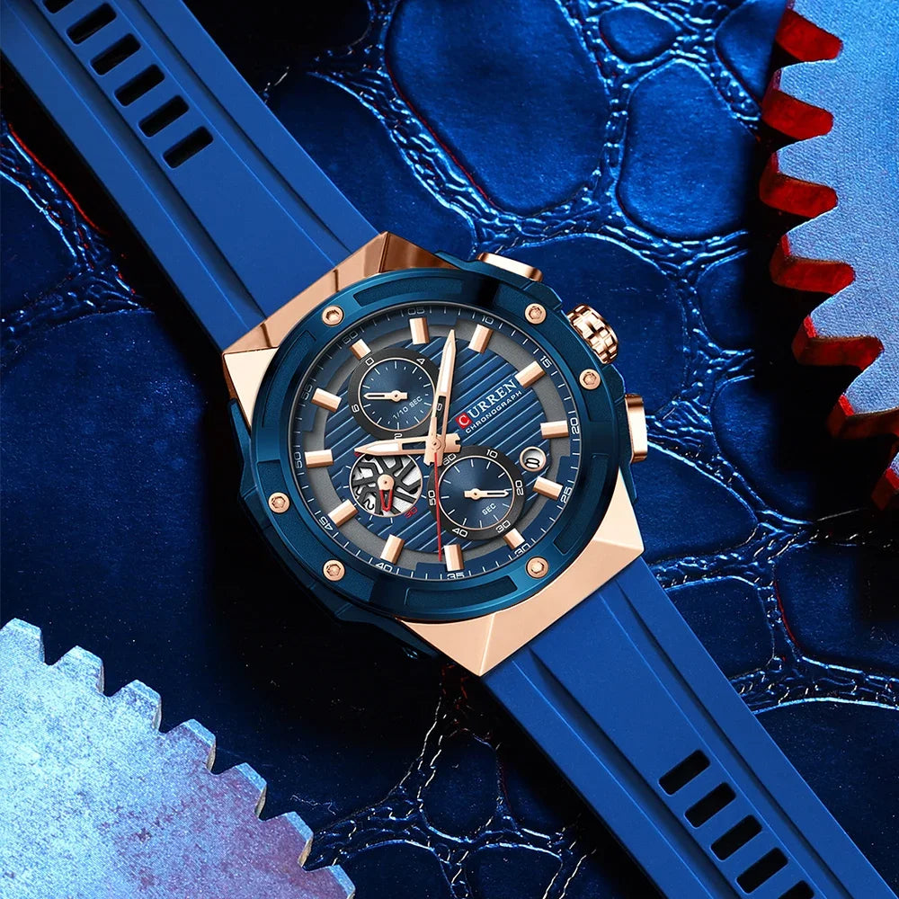 CURREN Montre Quartz Japonais Homme Sport Cadran Créatif Silicone Lumineux 45mm – CLEVI Paris