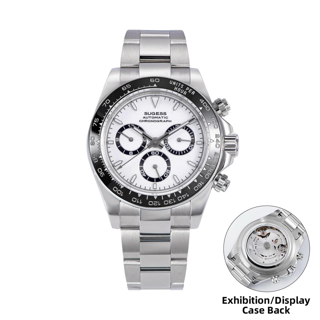 SUGESS Montre Automatique Homme Chronographe Peacock SL-4801 Saphir Acier 39mm 50m – CLEVI Paris
