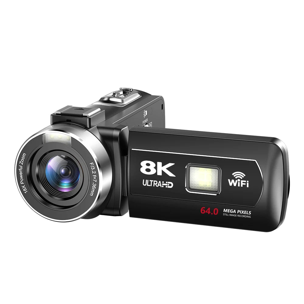 Caméscope 8K 64MP KOMERY AF6 – Écran Tactile Rotatif 3", Zoom 18x, WiFi, HDMI, Vision Nocturne IR – CLEVI Paris