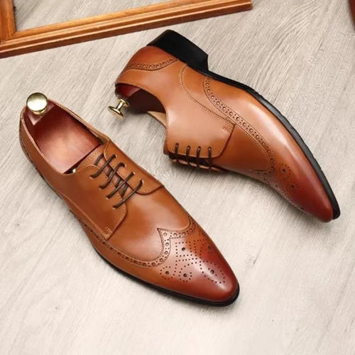 Brogue Homme Cuir Vachette Style Britannique Bout Pointu – CLEVI Paris