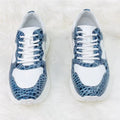 Sneakers Marche Cuir Crocodile & Vachette Homme Blanc Bleu – CLEVI Paris