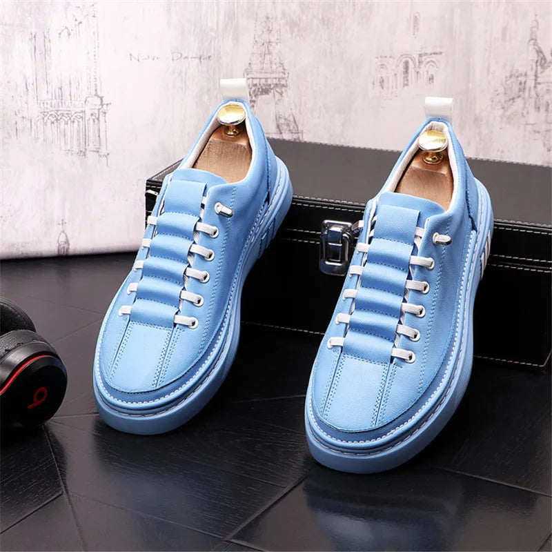 Sneakers Plateforme Homme Daim Brodé – Loafers Casual Respirants