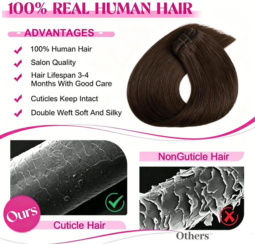 Extensions Cheveux Humains Clip-In Straight 8Pcs – CLEVI Paris