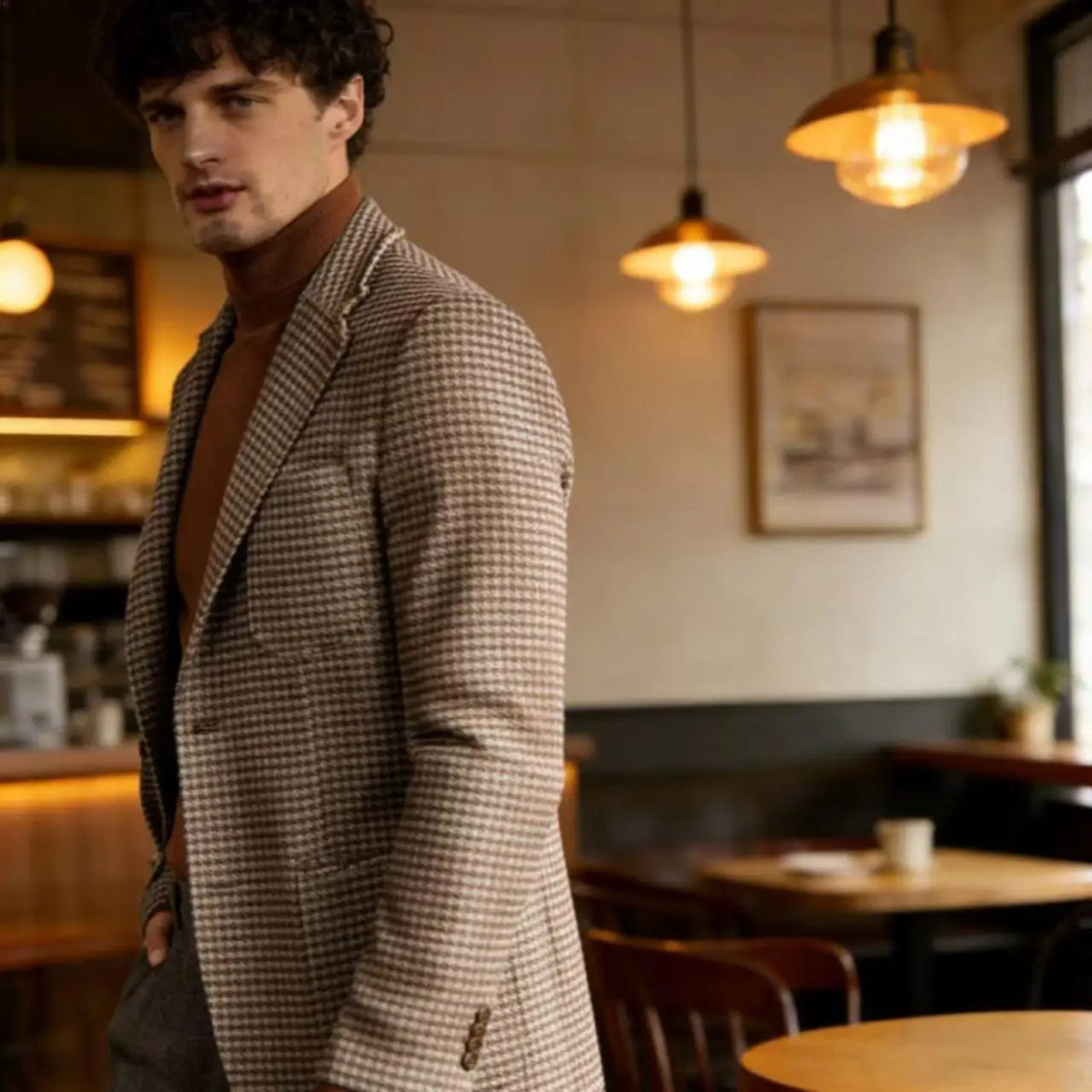 Blazer homme pied-de-poule en laine mélangée – CLEVI Paris