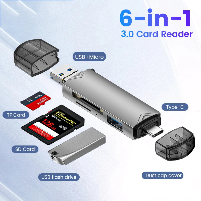 Lecteur de Cartes 5-en-1 & 6-en-1 USB OTG SD/TF — CLEVI Paris