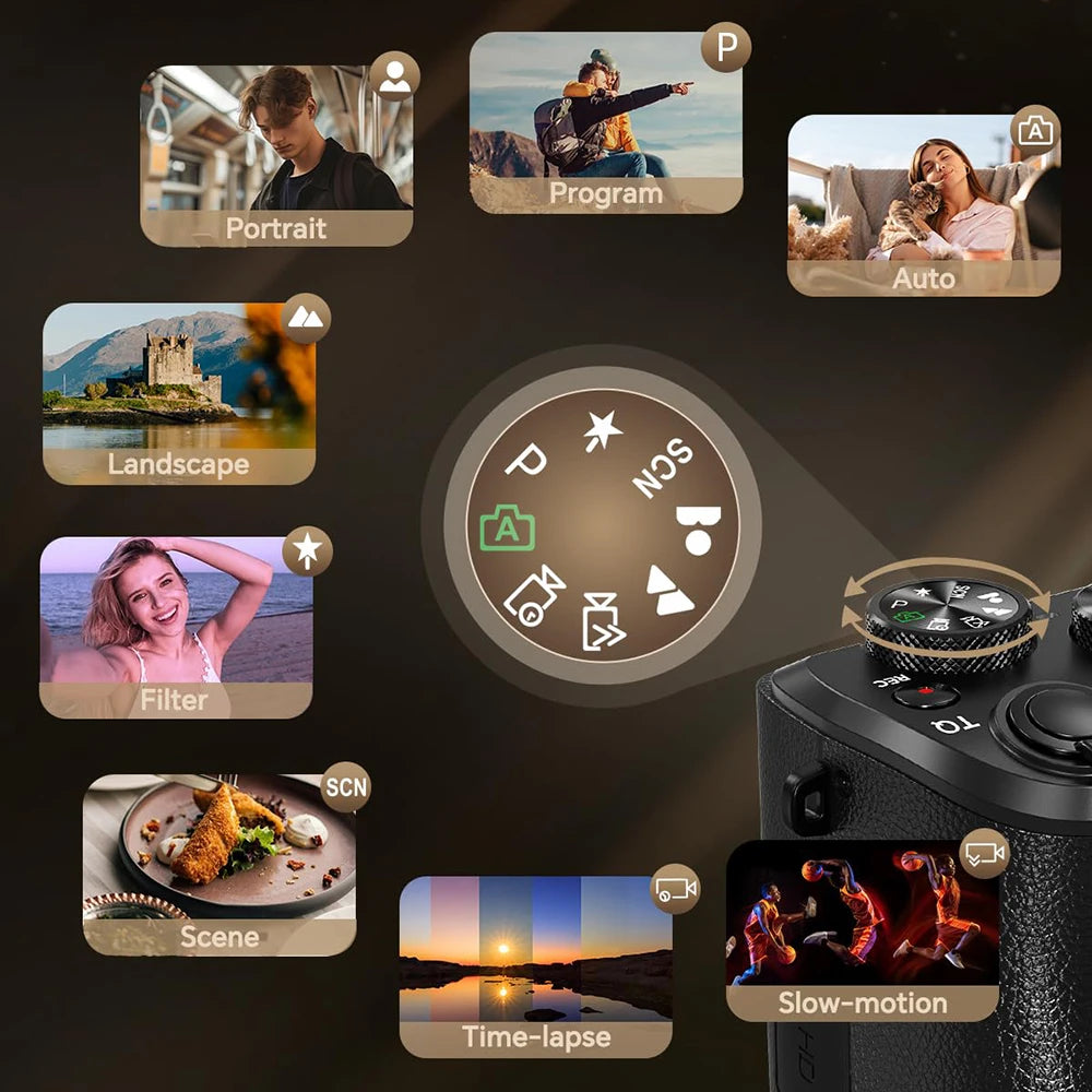 Appareil Photo Numérique 8K AMORUS – Double Objectif Sony 88MP, Autofocus, WiFi, Stabilisation 6 Axes, Écran Tactile 3,2" – CLEVI Paris