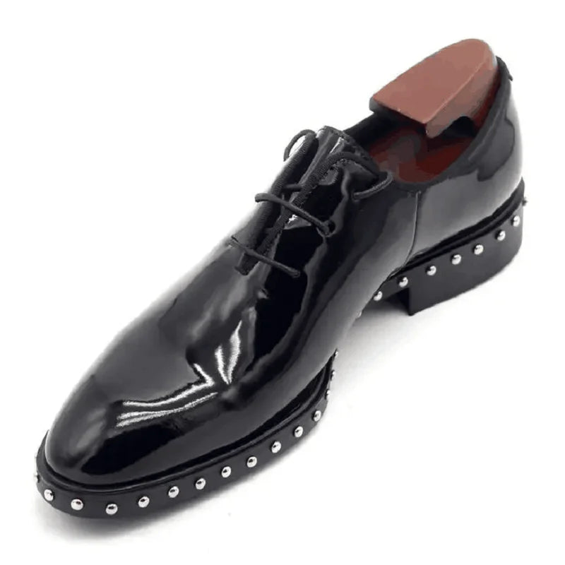 Oxford Rivets Noir – Cuir Vache | Bout Pointu | Lacets | Homme