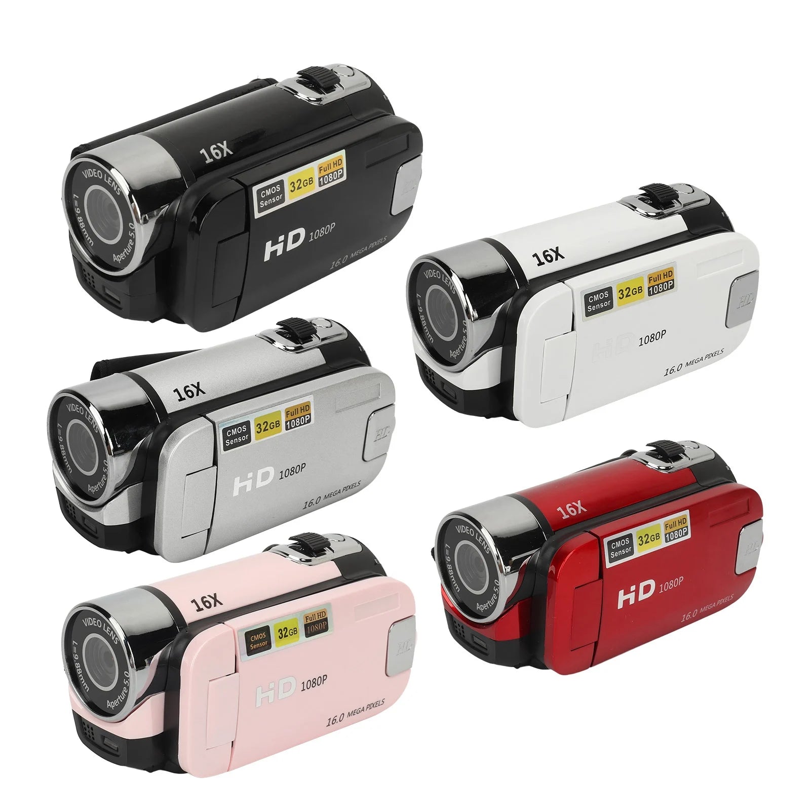 Caméra Numérique 1080p 16MP – Écran Rotatif 2,4", Zoom 16x, Lumière d’Appoint, Anti-Choc – CLEVI Paris