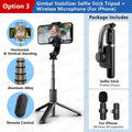 Gimbal Stabilisateur Smartphone 1 Axe Bluetooth Pliable | Perche Selfie Trépied Live