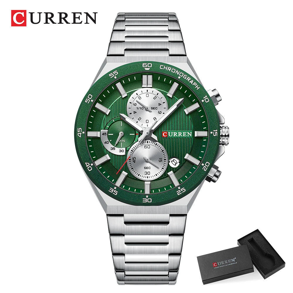 CURREN Montre Quartz Homme Chronographe Panda 43mm Acier Lumineux Date Auto – CLEVI Paris