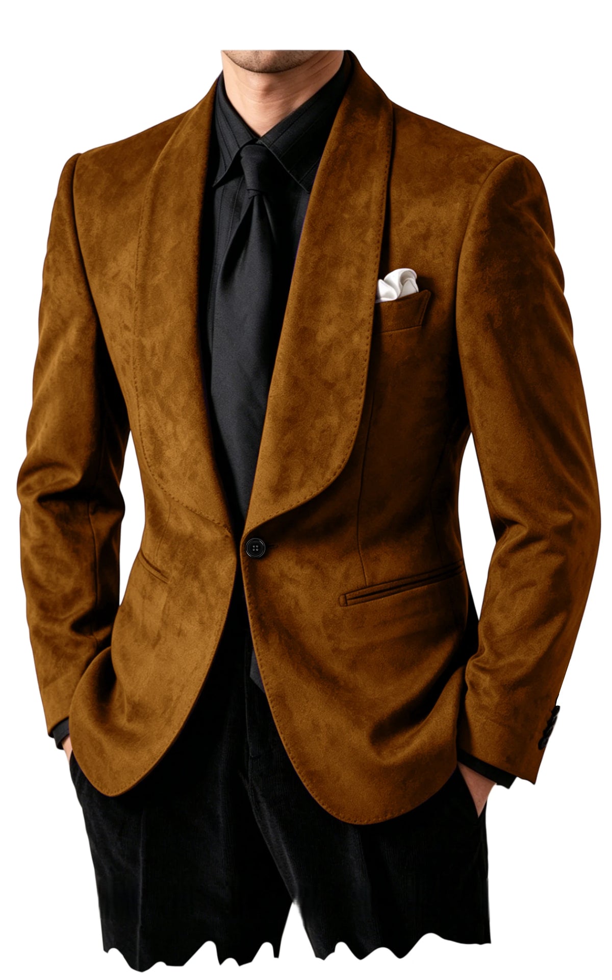 Blazer homme effet suédé 1 bouton à col châle – CLEVI Paris