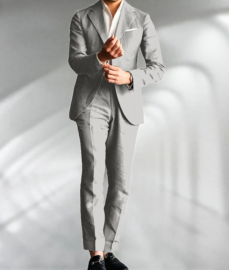 Costume Homme Mariage Slim Fit – Blazer & Pantalon Lin | 15 Coloris