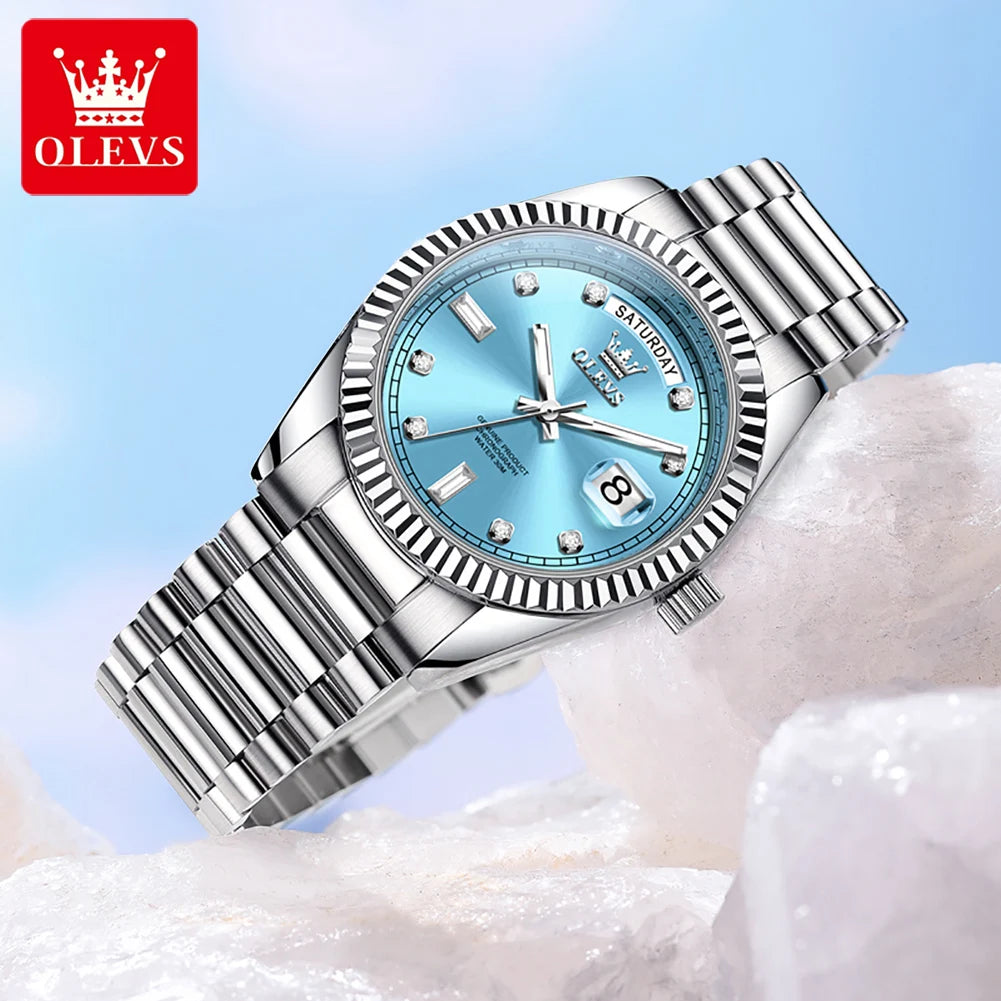 Montre OLEVS 6736 Automatique Homme Acier Calendrier Waterproof – CLEVI Paris