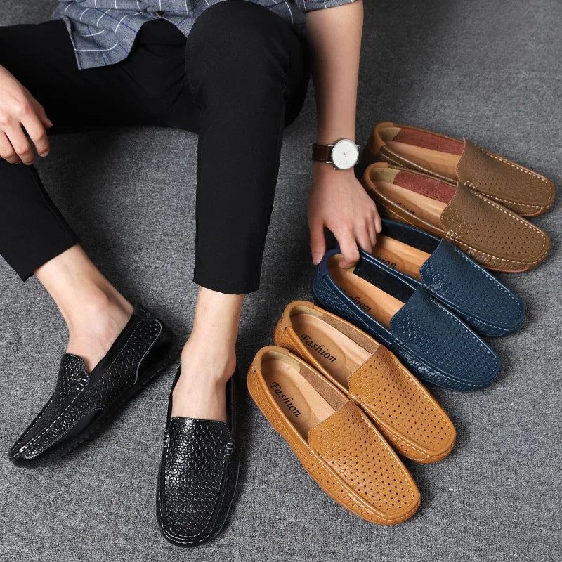 Mocassins Cuir Véritable Ajourés Homme Respirants Slip-On | 7 Coloris – CLEVI Paris