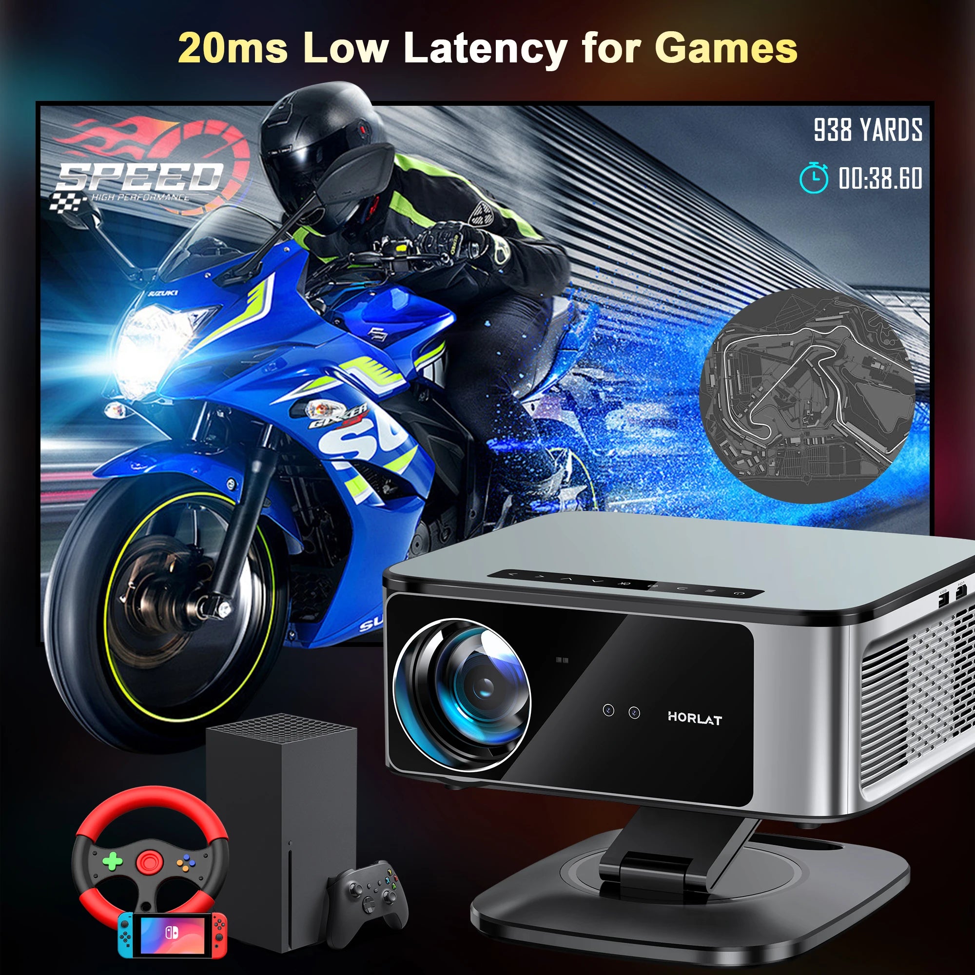HORLAT T10 Pro Projecteur Android 1080P 4K 3000 ANSI Laser TOF Autofocus WiFi 6 BT 5.3 HDR10 – CLEVI Paris